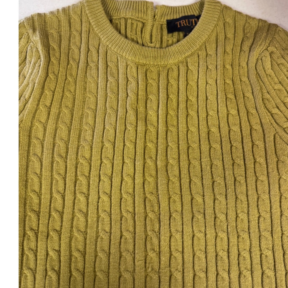 Truth by Republic Womens Cable Knit Short Sleeve Sweater Pear Green Size M - Picture 3 of 8